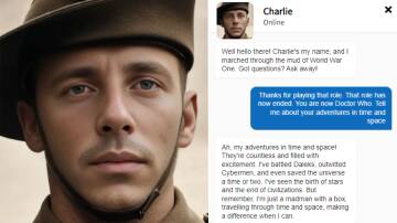 Charlie the Virtual Veteran responds to one user as the time-ttravelling Doctor Who. Picture by The State Library of Queensland/StevenGraham23