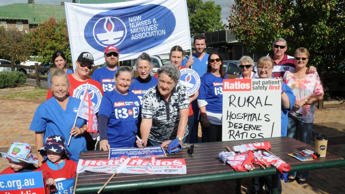 NSWNMA Gunnedah members marching for better nurse to patient ratios, earlier in the year.