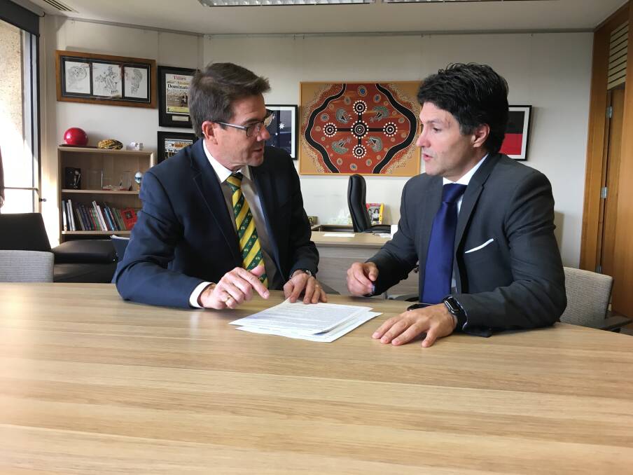 Member for Tamworth Kevin Anderson met with Minister for Finance, Services and Property Victor Dominello recently. Photo: Supplied.
