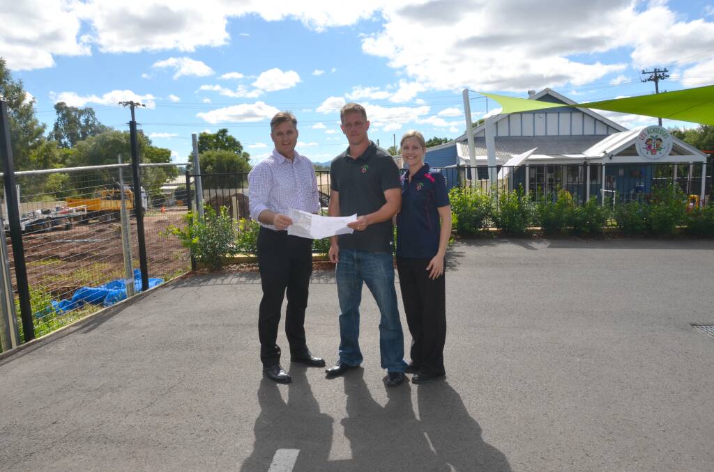 CHILDCARE DEMAND: Li'l Achievers owners Richard and Brooke Patriquin met with Gunnedah mayor Jamie Chaffey to go over plans.