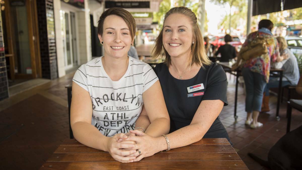 GREAT RESULT: Local couple Lucy McCowen and Sarah Mayo are celebrating the same-sex marriage result. Photo: Peter Hardin 
