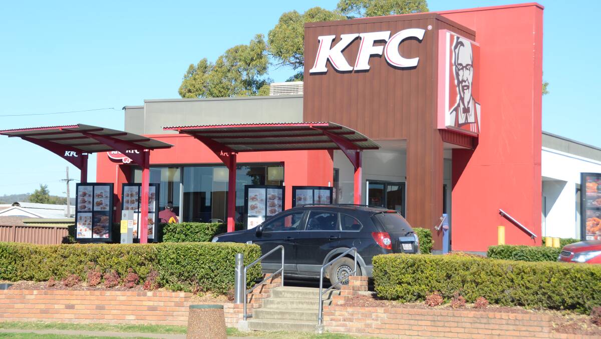 Crime scene: Police allege the 17-year-old used a stanley knife to rob Gunnedah KFC on Wednesday night. It re-opened on Thursday morning. Photo: Ashley Gardner