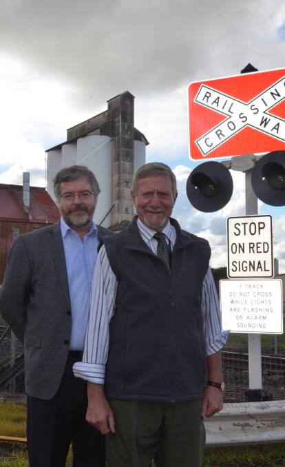 OVERPASS FUNDING FEARS: Gunnedah Shire Council General Manager Eric Groth, left, and Mayor Owen Hasler were hoping for more than $4 million in budget funds. 