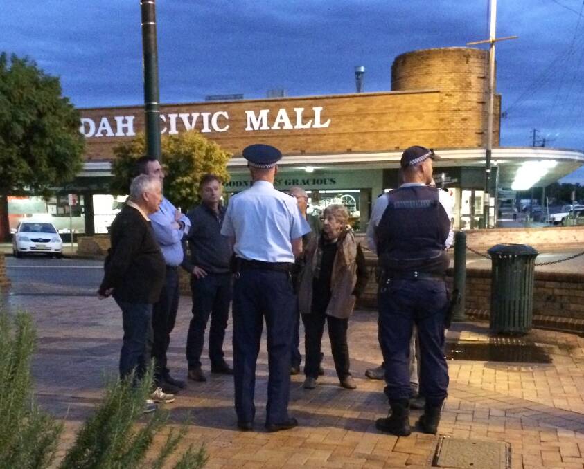 Inspector Michael Wurth and Senior Constable Damian Wood review Gunnedah CBD's CCTV network with Gunnedah Shire Council’s Crime Prevention Working Group. Photo: Contributed