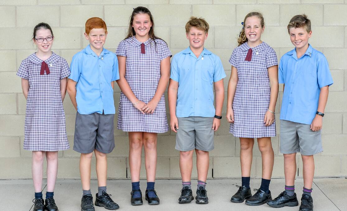 St Xavier's Primary School prefects: Amelia Hatton, Carter McIlveen, Alice Donnelly, Jim Brady, Ruby Henry and Lachlan Paul.