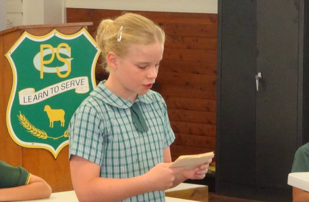 Josie Luckel shows off her public speaking skills in a debate at Gunnedah Public School.