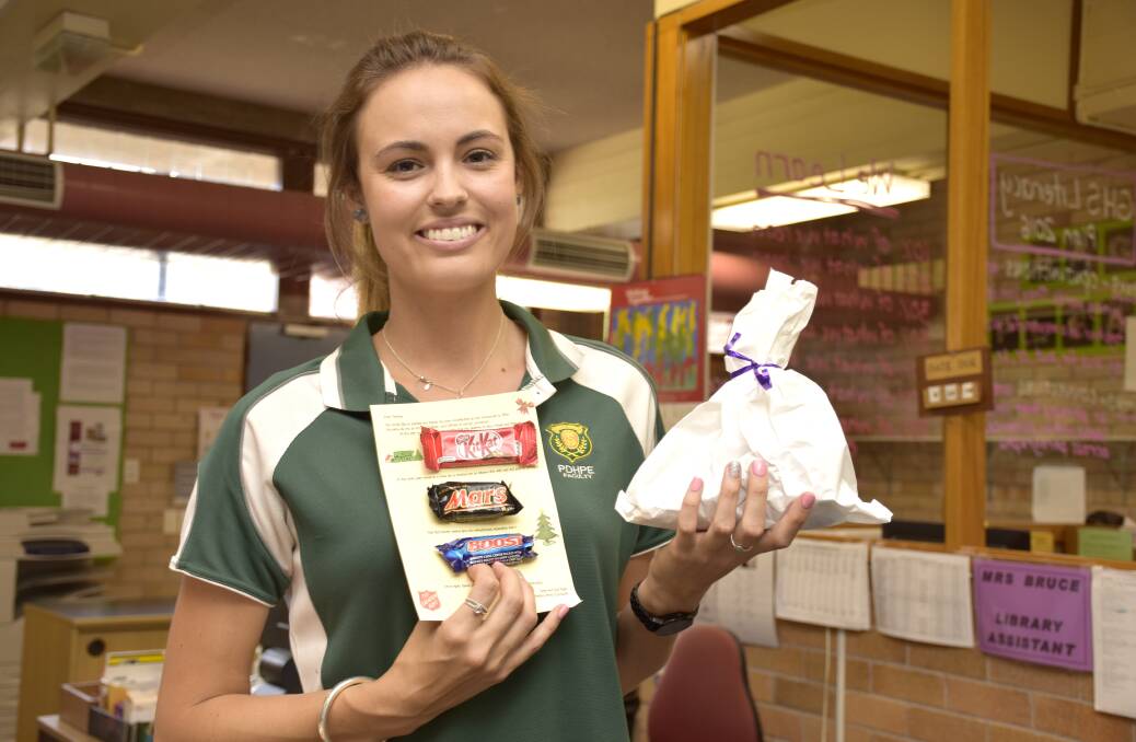 Gunnedah High School's Rhiannon Ludlow was among the teachers who received a gift bag from Gunnedah Salvation Army.
