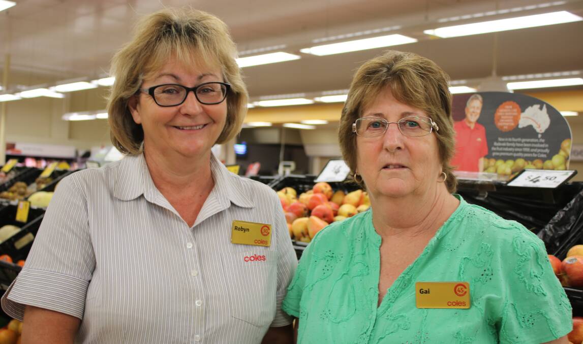 Robyn Northey and Gai Selway have been familiar faces at Gunnedah Coles since the 1970s.