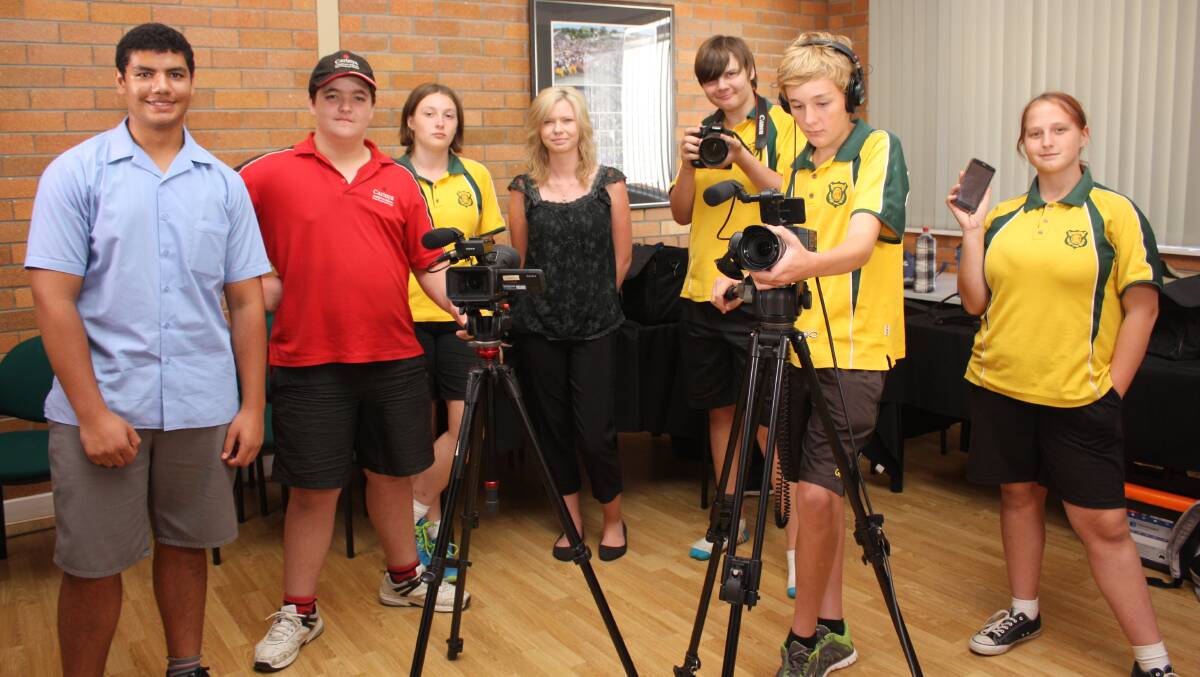 YOUTH VIDEO PROJECT: Behind the scenes with Tre Martin, Adam Carpenter, Lilliarna Ferguson, interviewee Taylah Riley, Cameron Anderson, Ben Stahl and Tamika Burns.