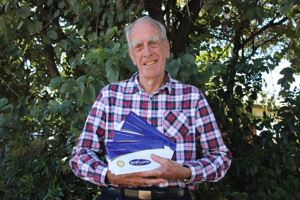 Gunnedah Rotary member Terry Hagley is encouraging people over 40 to purchase a Bowel Scan kit.