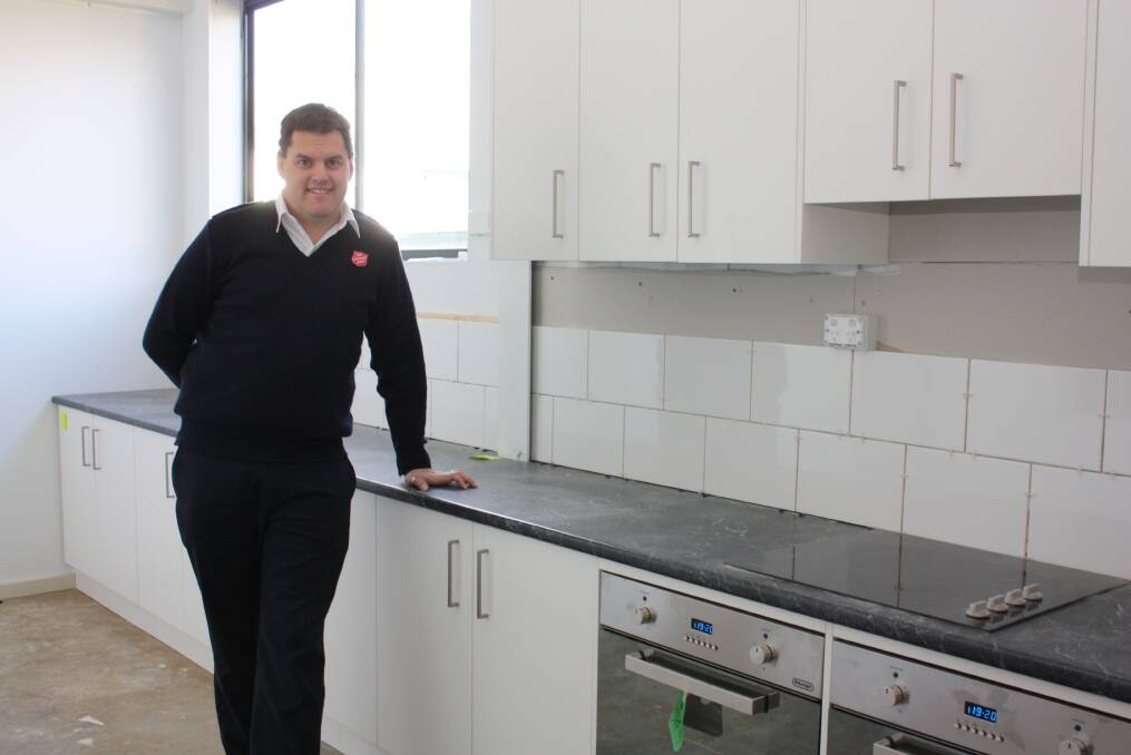 IN PROGRESS: Captain Richard Day in the kitchen of Gunnedah Salvation Army's new building in Tempest Street. If the renovation work stays on schedule, the Salvos should be able to move in around September.