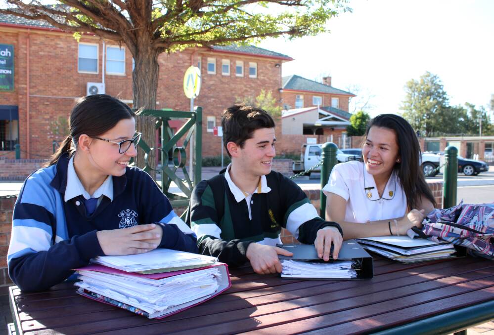COUNTDOWN: St Mary's College student Annerley Fitzsimmons and Gunnedah High School students Jaxon Holbrook and Kustiani Tuckerman are on the cusp of their future.