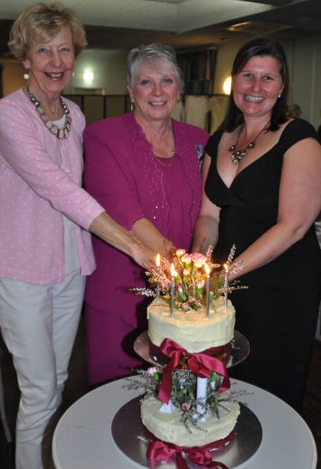 National councillor Barbara Hyslop, president Margaret Stevens and new member Jo Aldrey, cutting Gunnedah Evening VIEW Club's 27th birthday cake. Photo: Marie Hobson