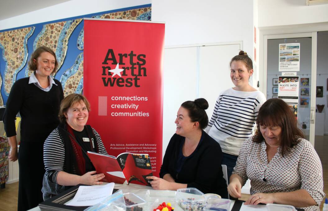 LAUNCH: Arts and cultural officer Lauren Mackley (Gunnedah Shire Council) with Caroline Downer (Arts North West), Kate Mackley (Gunnedah GoCo and Gunnedah Working Access Group), Steph McIntosh (Arts North West) and Kristine Tito (Accessible Arts) at Gunnedah Bicentennial Creative Arts Centre.