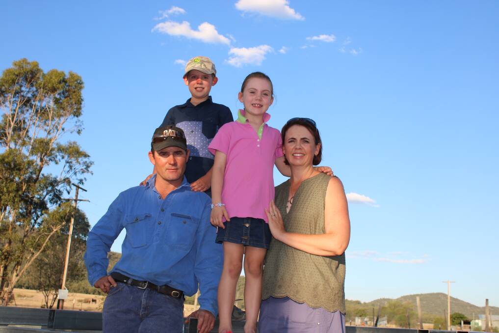 Graeme, Darby, Maggie and Emma Brown on their Tudgey Road property in March.
