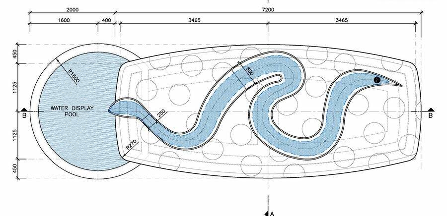 The Rainbow Serpent water feature design.