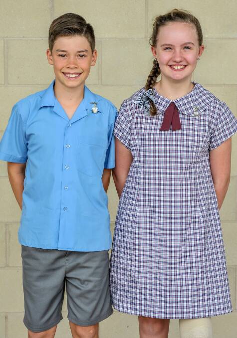 St Xavier's Primary School captains: Vitorio Sardinha and Bianca Pye.