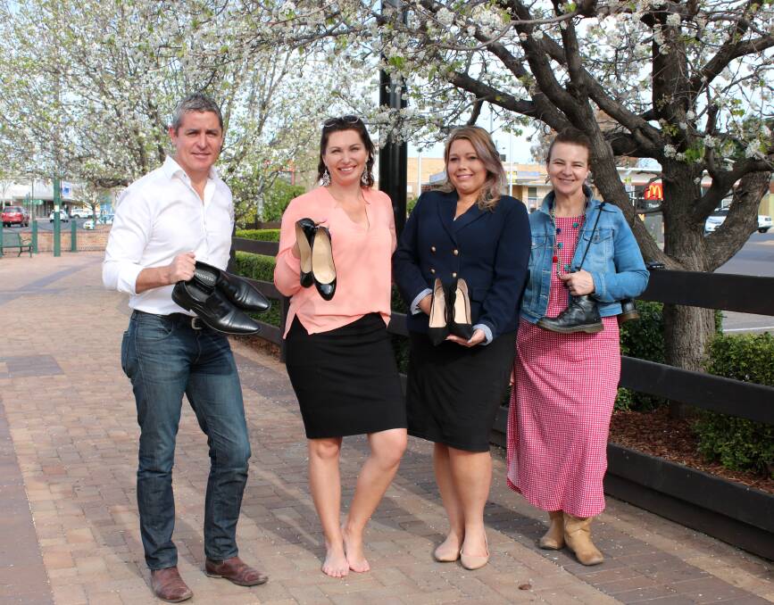 IN STEP: Ben Hennessy, Stacey Cooke, Katie Johnson and Jodi Dolbel are lending their feet to Stars of Gunnedah Dance for Cancer.