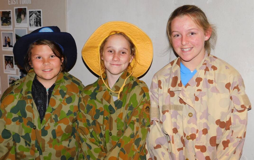 Year 6 students Emity Sams, Simone White and Alice Edmunds at the Australian War Memorial on the St Xavier's Primary School excursion.