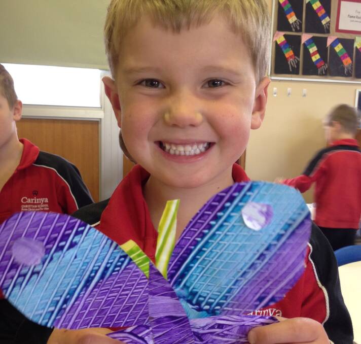 Carinya Christian School student Oscar Middlebrook loves his colourful butterfly.