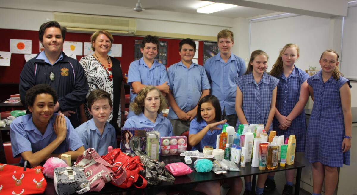 Learning experience: Some of the Year 8 students who have been involved in Share the Dignity's Christmas campaign.