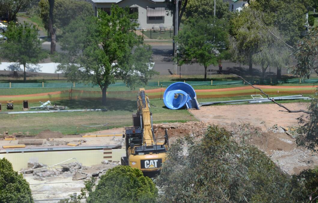 GOING AHEAD: Demolition work on the Gunnedah Memorial Pool renewal project is now under way. 