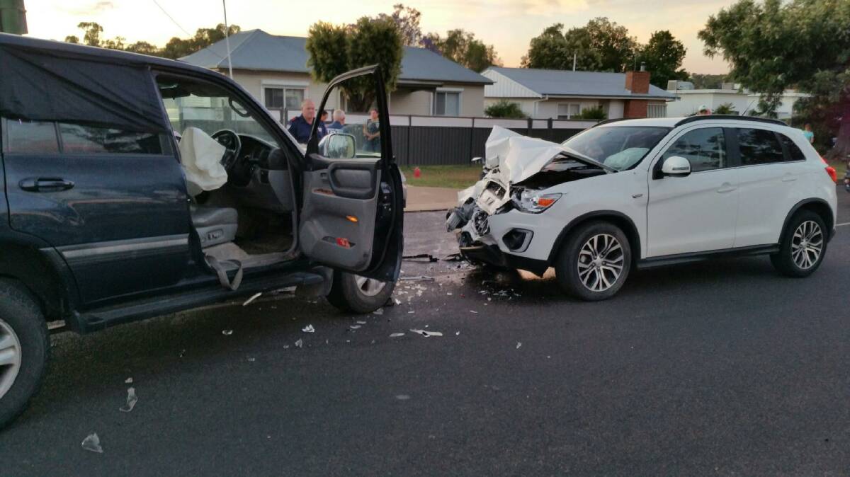 HEAD- ON: The two vehicles involved in the collision on View Street Gunnedah. Photo: Supplied