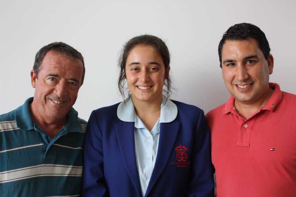 2017 RECIPIENT: Former St Mary's College captain Maria Ortiz with her father Ernesto Ortiz and her stepfather Nataniel Gomes.