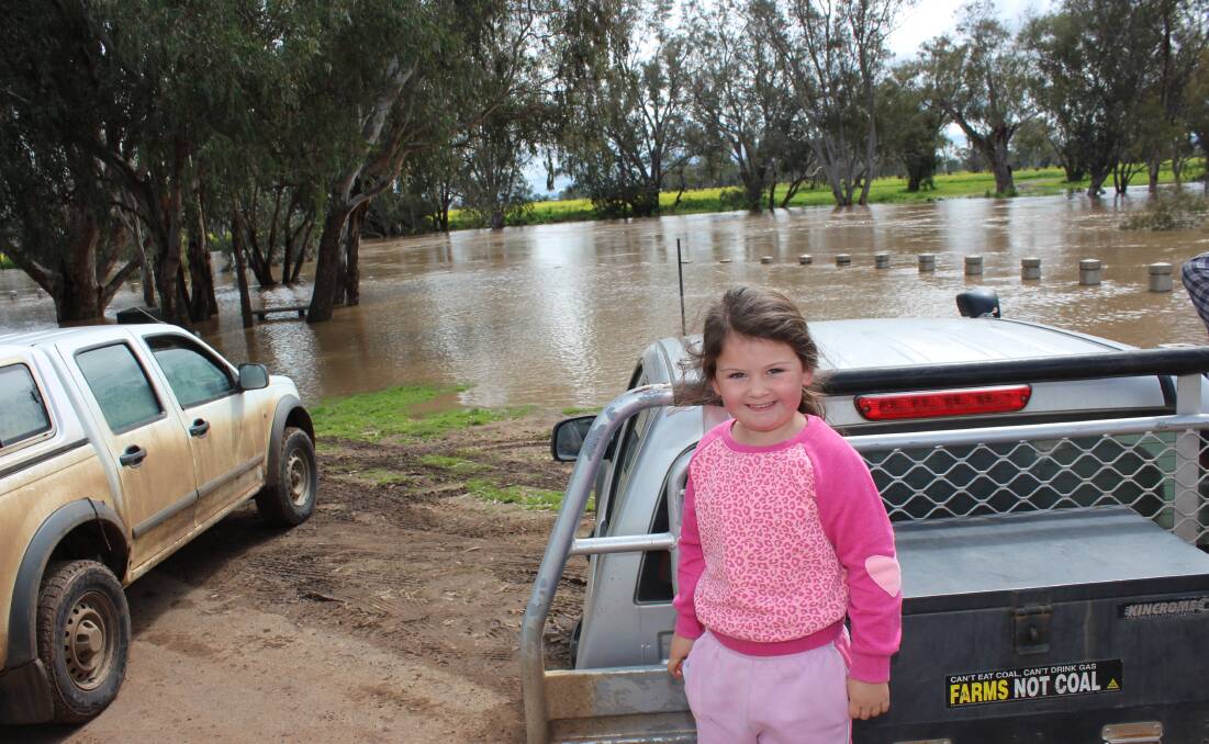 Ruby takes in the Namoi River flood level at Gunnedah near Cohen's Bridge.