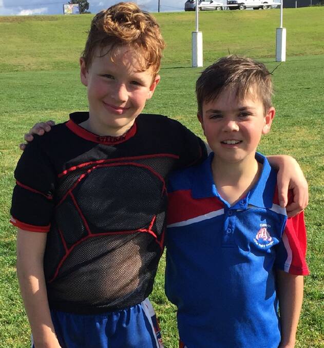 Footy mates: Gunnedah rugby league juniors and Tamworth representatives Kalan Southwell and Bailee Crowe.