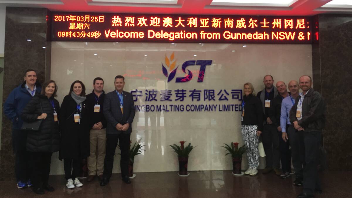 China trade: North West NSW delegates during their trade mission in China meeting with the world's largest barley malting company.