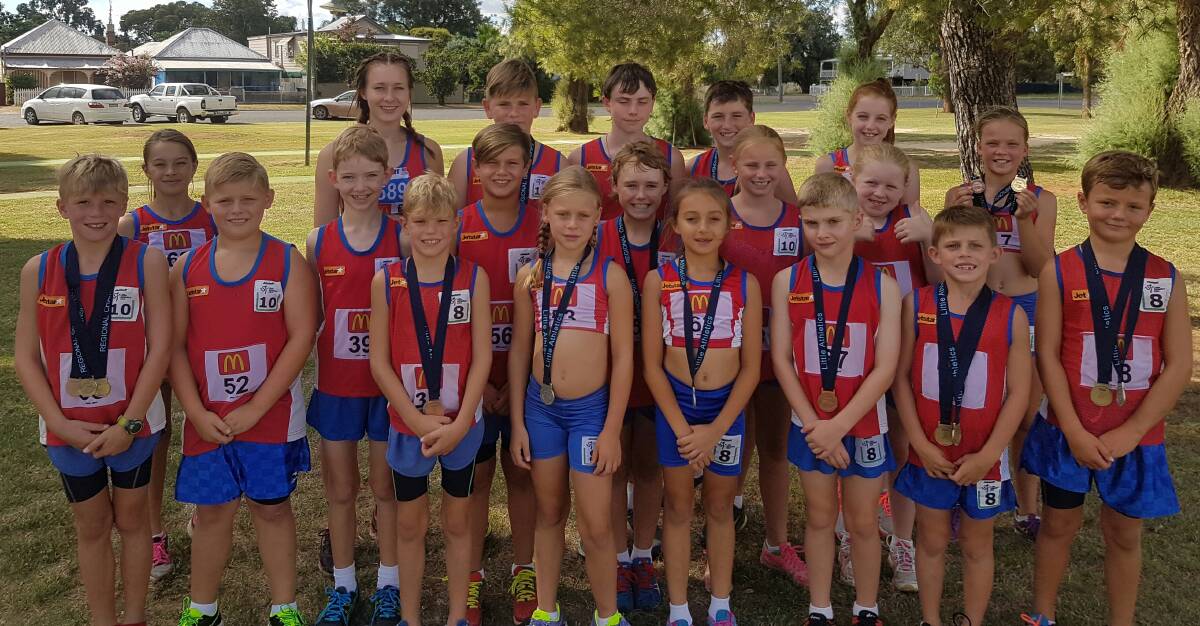 Outstanding achievement: Members of the Gunnedah Little Athletics Club impressed at the regionals in Lismore late last month, winning a total of 20 medals.