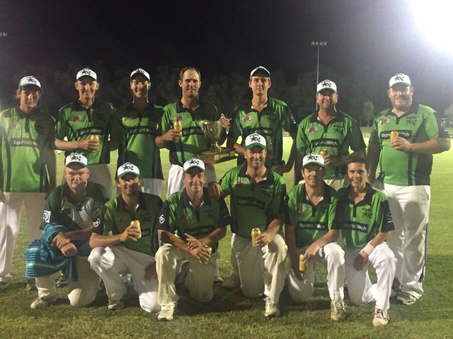 Success: Sign Print Stitch lifted the Gunnedah Twenty20 Cup with a 21-run grand final win over Tamba Industrial on Friday night. Photo: Katrina King.