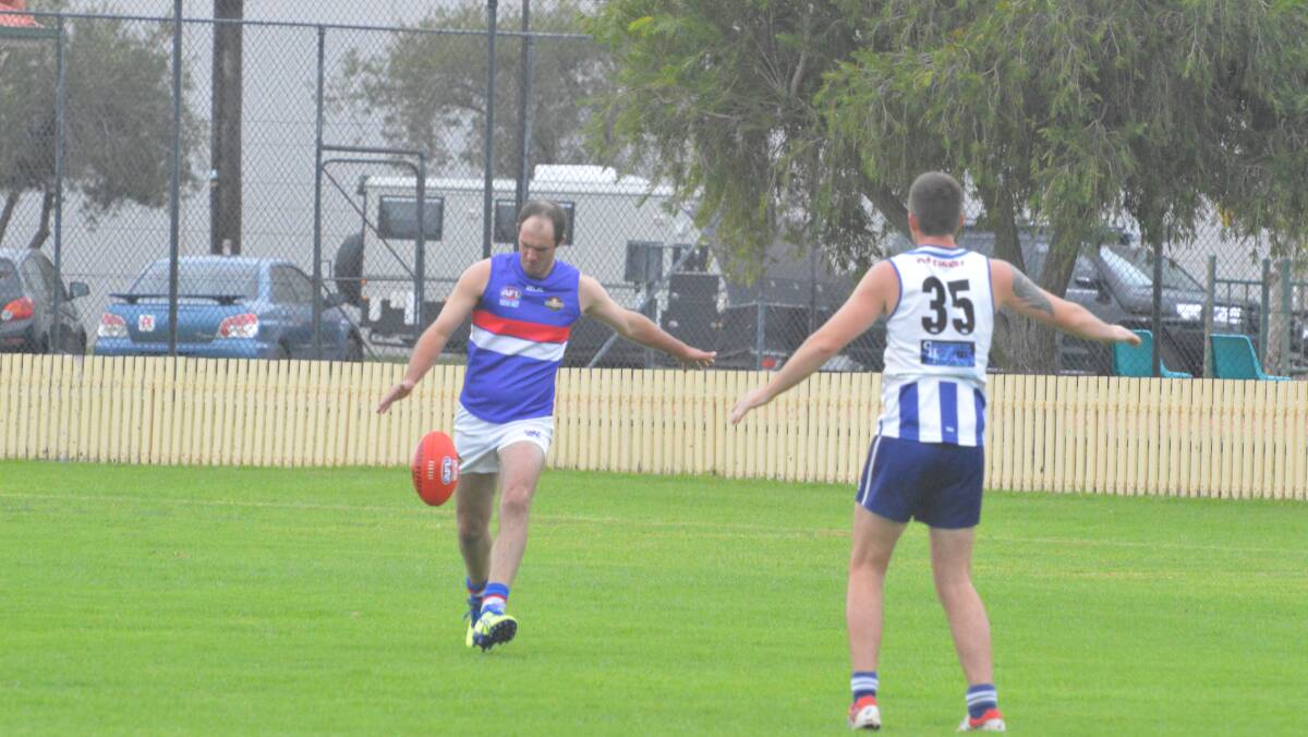 On target: Gunnedah full-forward Mitch Swain booted five goals in his return to the field last week and will be important as the Bulldogs travel to Narrabri in the AFL North West NSW competition. Photo: Samantha Newsam
