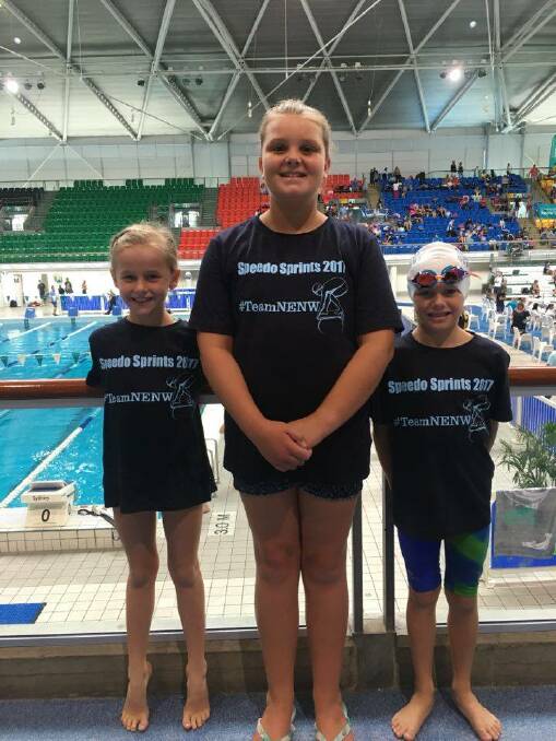 Harbour City: Liette Tindall, Amelia Lush and Nash Boal represented Swimming Gunnedah with distinction at Speedo Sprints held at Sydney Olympic Park.