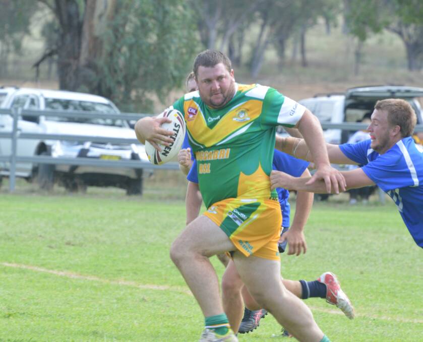 On the charge: Boggabri prop Andrew Seach leaves the Dungowan defence in his wake in their season opening clash on Saturday.