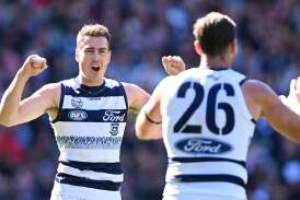 Geelong could be missing both big guns Jeremy Cameron and Tom Hawkins against the Suns. (James Ross/AAP PHOTOS)