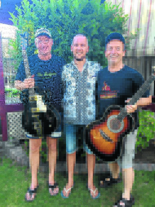 STUART Little, centre, is facing a long recovery of treatment after being diagnosed with a brain tumour. He is pictured with the band “The Budgie Smugglers”, David Sleath and Mike Brady, who will play at a special fund-raiser this Friday night.