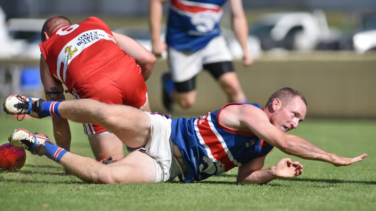 Gunnedah Bulldogs Andrew George in action last weekend against the Tamworth Swans, was also a target on the opposition’s radar. Photo: Barry Smith, Northern Daily Leader