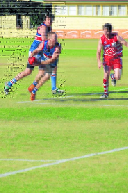 Andrew George, seen here running with his Gunnedah Bulldogs earlier this year. 