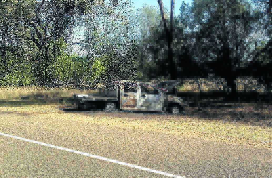 A Holden Colorado was found burnt out on the side of Wandobah Road last week. 