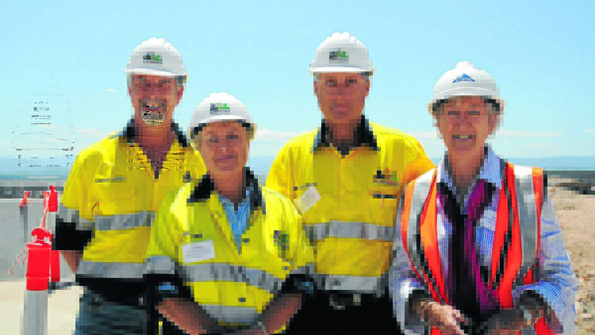 Gunnedah Chamber of Commerce representatives joined Gunnedah deputy mayor Gae Swain on a tour of the Maules Creek mine site on Tuesday. The chamber has thrown its support behind the project. Pictured are chamber members  Peter Jones (vice-president), left,  Anne Luke (president), Jamie Chaffey and Cr Swain. 