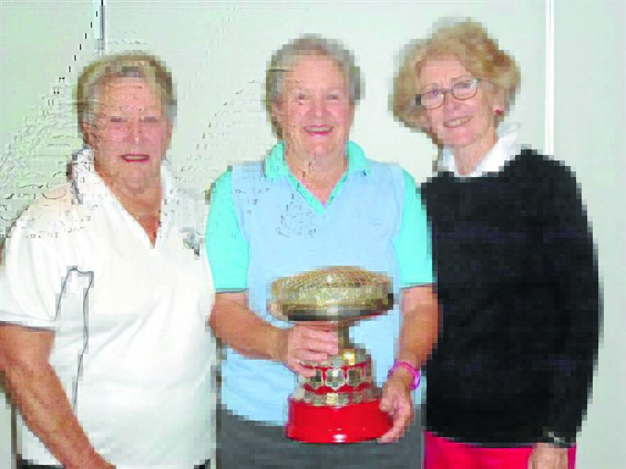 All smiles after the Women’s Golf Championships were decided at the Gunnedah Golf Club last Thursday, from left, Pat Dunkley, winner in division 2, winner in division 1 and club champion, Sally Toppin and division 3 winner, Joan Bray.