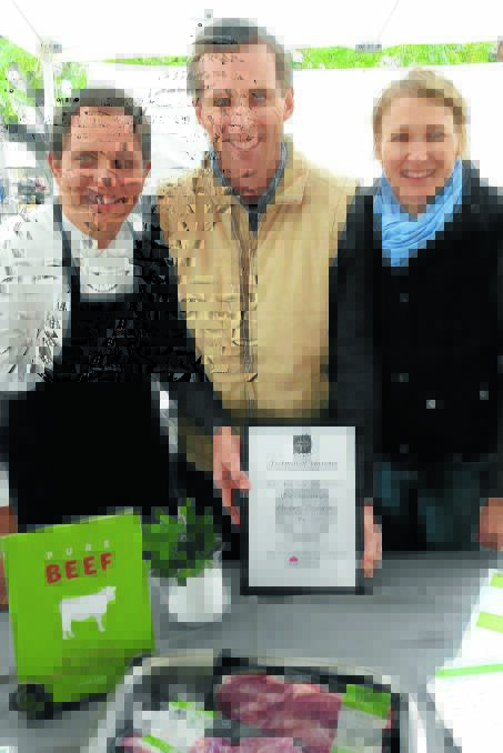 Derek and Kirrily Blomfield, pictured with chef Alistair McLeod, win the award for Most Sustainable Producer at this year’s Moree on a Plate food festival. 