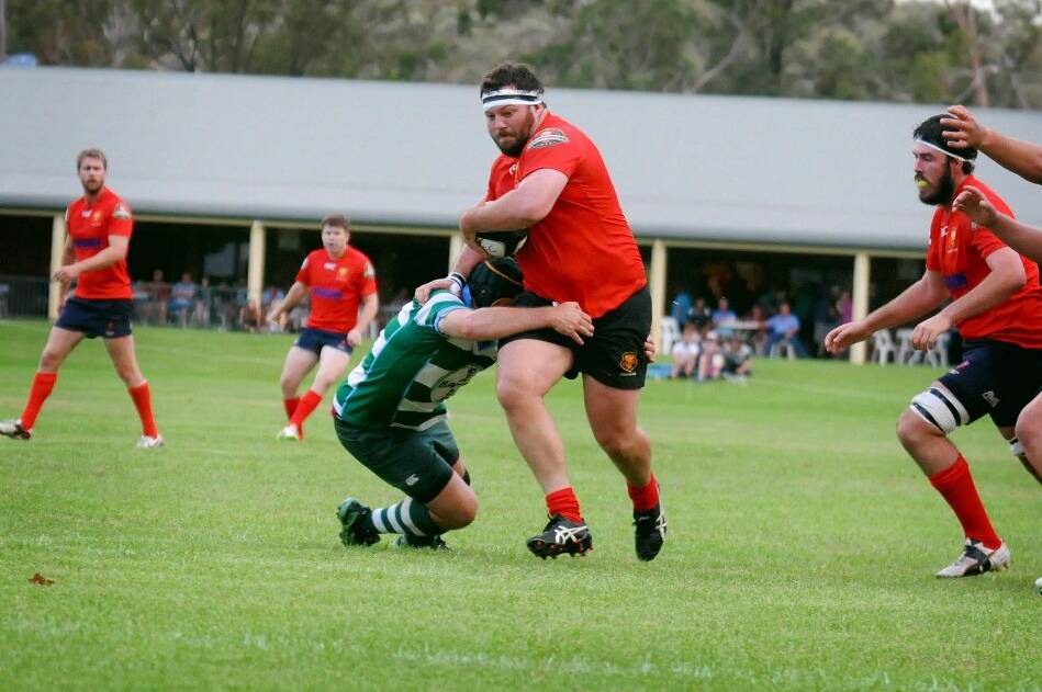  Josh Leys, pictured here against Barraba earlier this season, had a "cracker" of a match last weekend until forced from the field with injury. Photo: Sarah Hickey