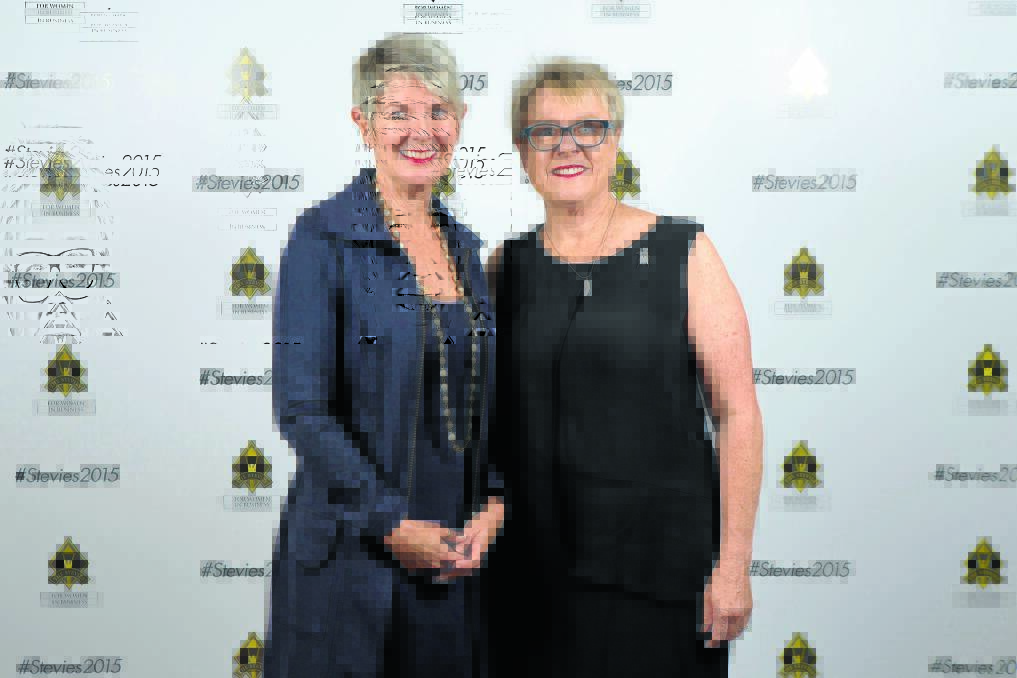 Award winner Glenise Anderson, left, pictured with Gunnedah Chamber of Commerce secretary, Ann Luke, at the Stevie Awards in New York.