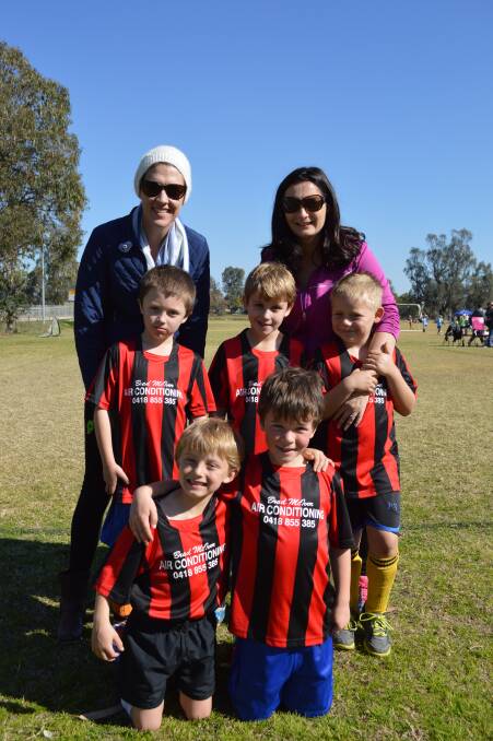 BRAD MCIVOR AIR CONDITIONING - 5/6 years. Pictured back are coaches Alicia Laws(left) and Georgie Bettridge. Middle row: Deakyn Laws, Logan Garratley, Kyran Kleinschafer. Front row: Alex Baljzath and Jack McCulloch.