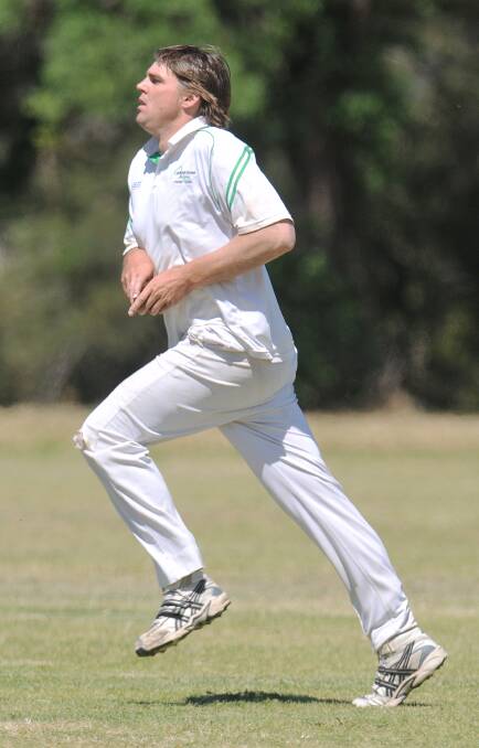 Namoi bowler Tom O'Neill on his run-up during last weekend's War Veteran's Cup clash in Tamworth. Photo: Geoff O'Neill, Northern Daily Leader.