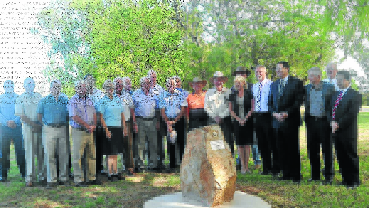 ROTARIANS pictured with invited guests at the official opening of the Gunnedah Riverine Improvement Project last week.