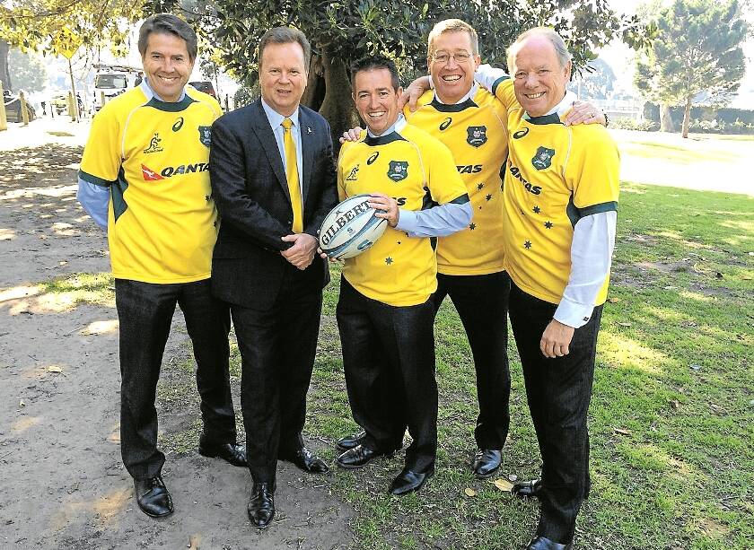 MEMBER for Tamworth Kevin Anderson, left, Bill Pulver CEO ARU, Nationals Members Paul Toole, Troy Grant and Andrew Fraser.